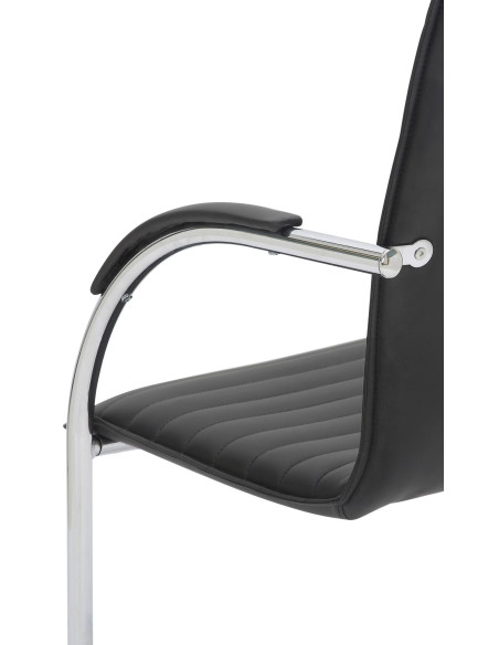 Fauteuil de table moderne en Polyuréthane Noir Métal Argenté Velya - 5
