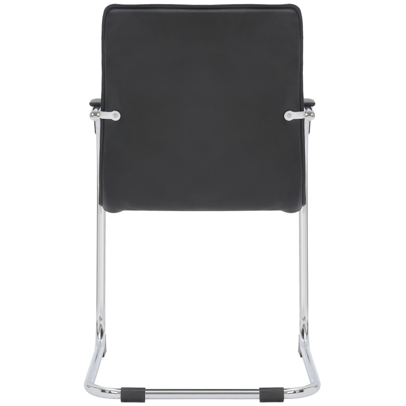 Fauteuil de table moderne en Polyuréthane Noir Métal Argenté Velya - 4