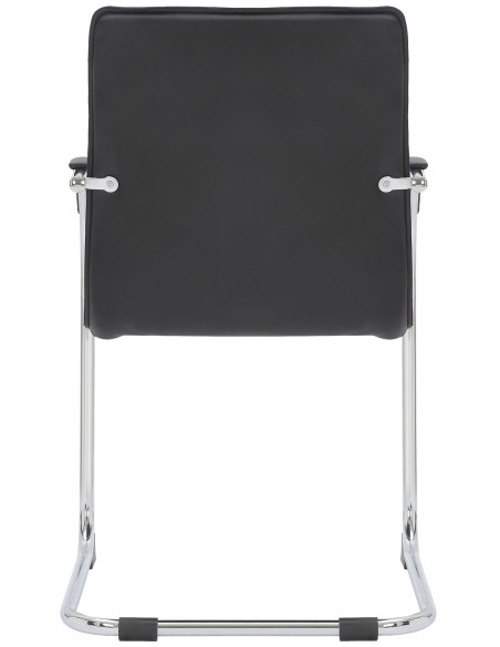 Fauteuil de table moderne en Polyuréthane Noir Métal Argenté Velya - 4