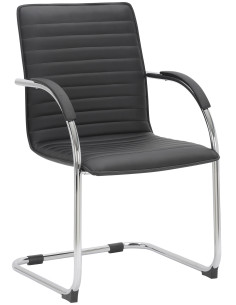 Fauteuil de table moderne en Polyuréthane Noir Métal Argenté Velya - 1