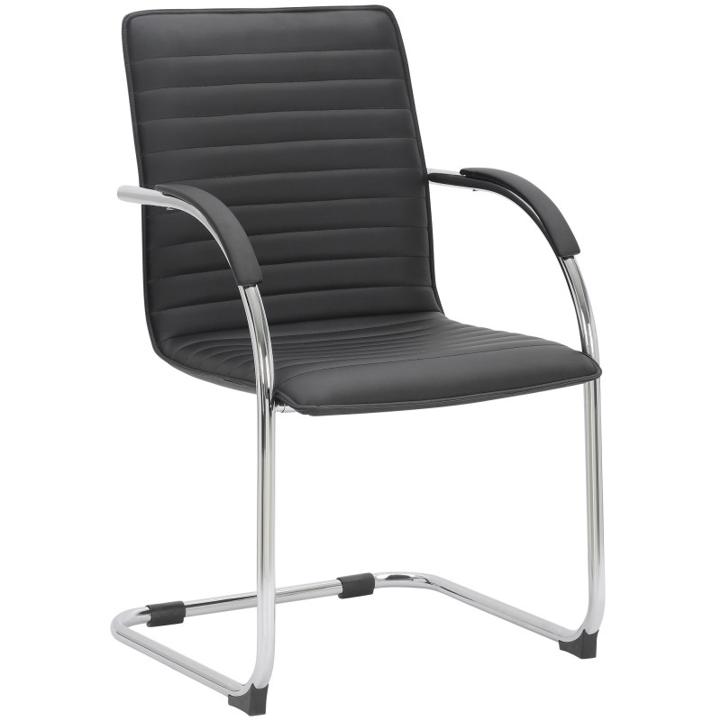 Fauteuil de table moderne en Polyuréthane Noir Métal Argenté Velya - 1