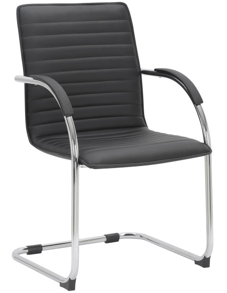 Fauteuil de table moderne en Polyuréthane Noir Métal Argenté Velya - 1