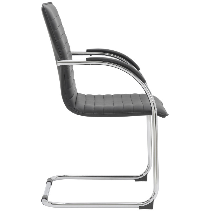 Fauteuil de table moderne en Polyuréthane Noir Métal Argenté Velya - 3