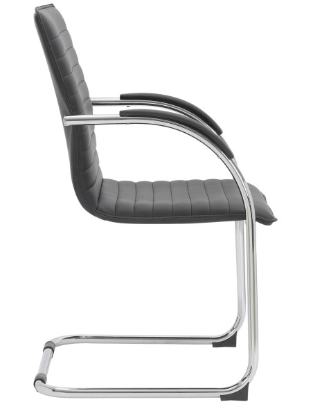 Fauteuil de table moderne en Polyuréthane Noir Métal Argenté Velya - 3