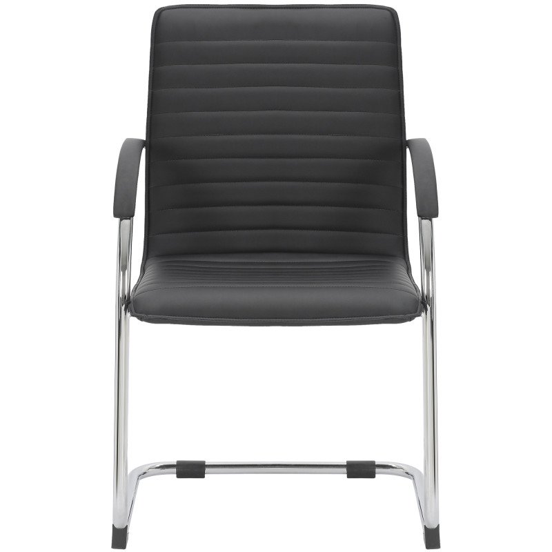 Fauteuil de table moderne en Polyuréthane Noir Métal Argenté Velya - 2