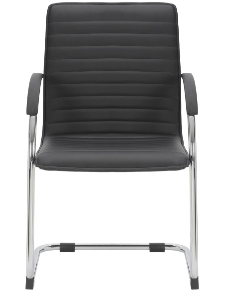 Fauteuil de table moderne en Polyuréthane Noir Métal Argenté Velya - 2