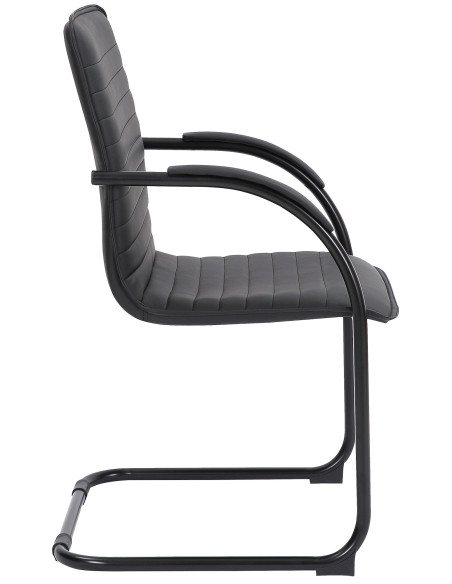 Fauteuil de table moderne en Polyuréthane Noir Métal Noir Velya - 3