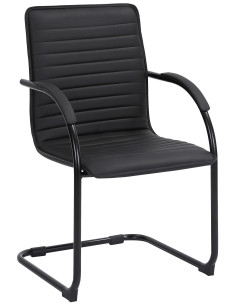 Fauteuil de table moderne en Polyuréthane Noir Métal Noir Velya - 1