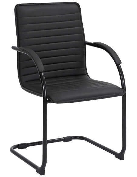 Fauteuil de table moderne en Polyuréthane Noir Métal Noir Velya - 1