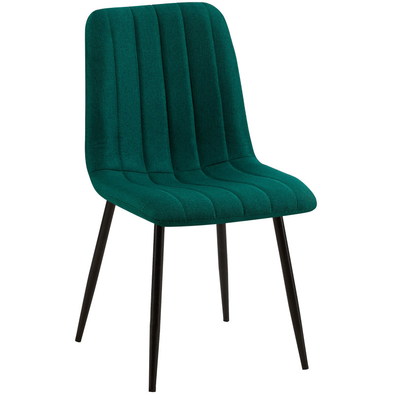 Chaise moderne rembourrée en Tissu Vert foncé Métal Noir Pamela - 1