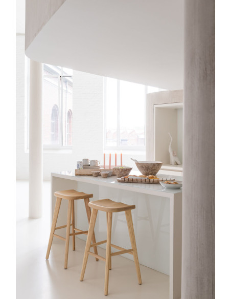 Grand Saladier moderne Rond Diamètre 30 cm en Bois de manguier Blanc Marron Vieilli Taryniss - 4