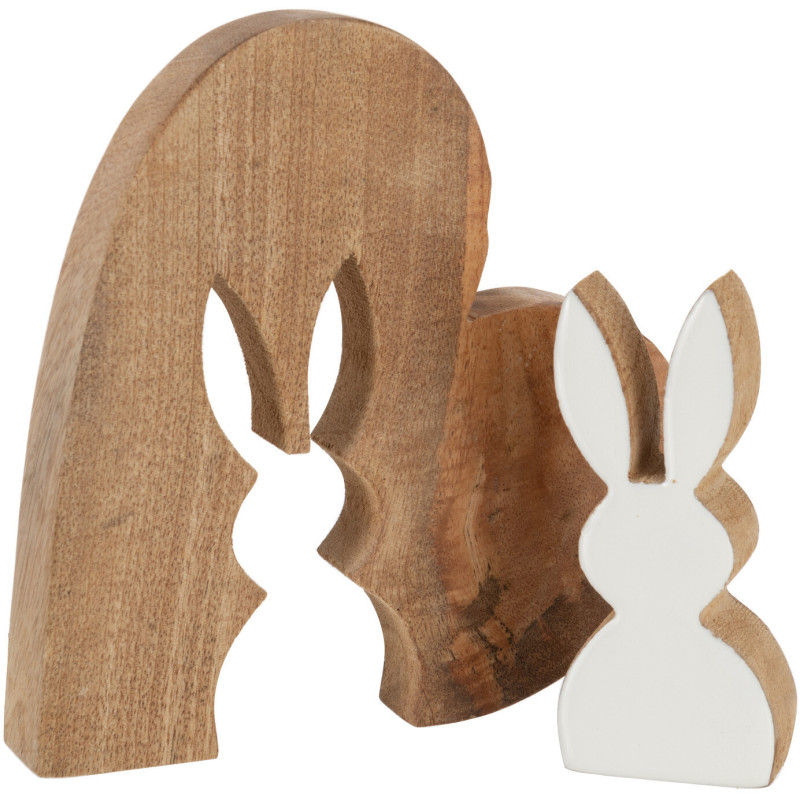 Sculpture originale Puzzle Lapin Coeur 17 cm en Bois de manguier Naturel Blanc Melynn - 2