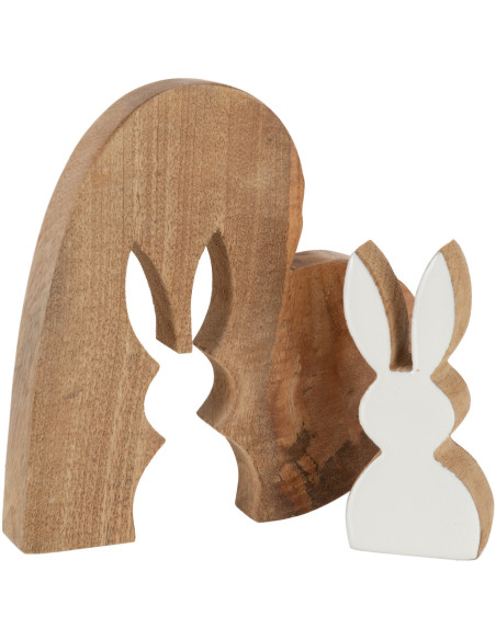 Sculpture originale Puzzle Lapin Coeur 17 cm en Bois de manguier Naturel Blanc Melynn - 2