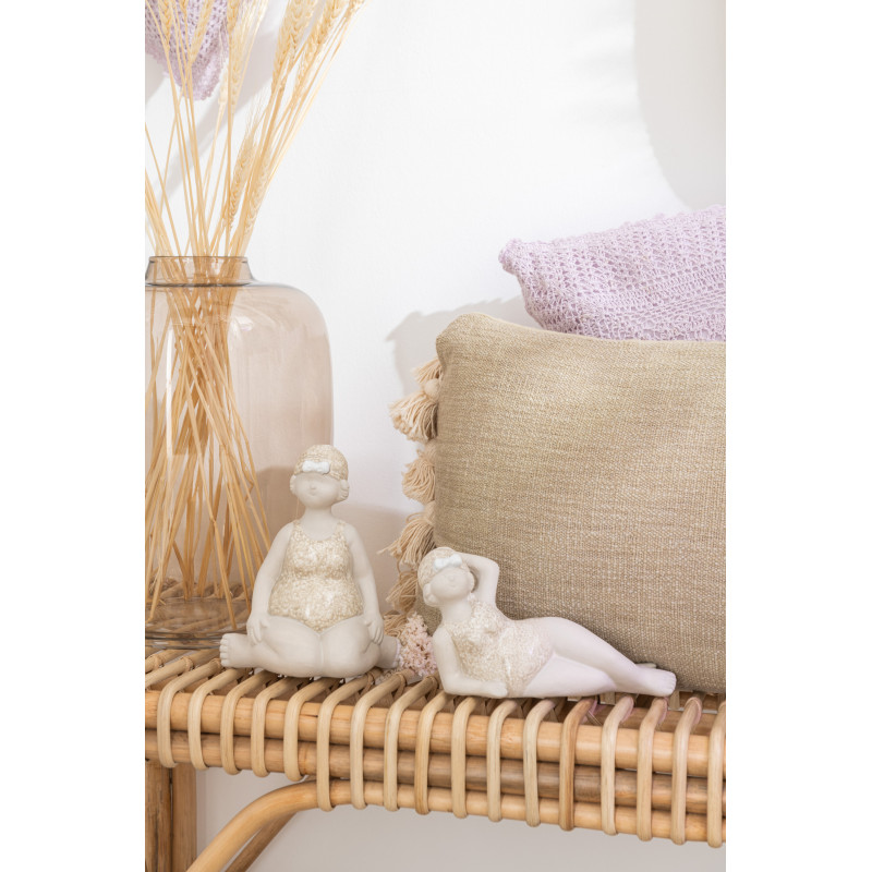 Grandes Statuettes Bord de mer Baigneuses allongées 45 cm en Céramique Beige Tyvalis (Lot de 2) - 2