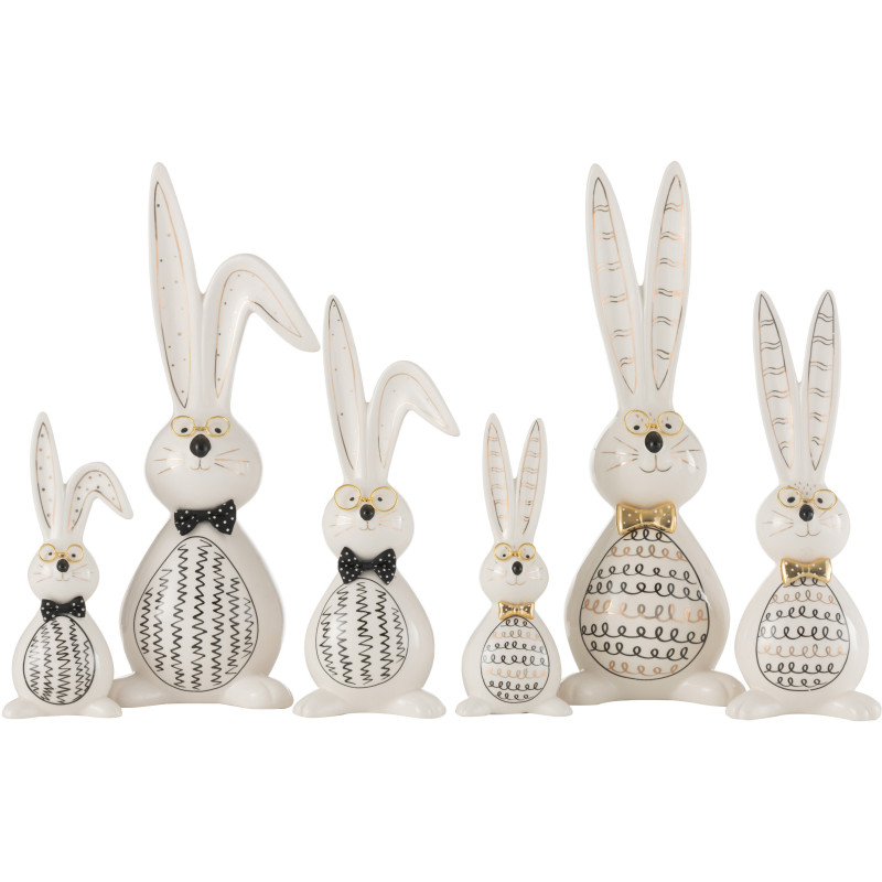 Grandes Statuettes modernes Lapins chics Hauteur 36 cm en Céramique Blanc Noir Robert (Lot de 2) - 2
