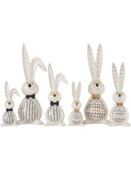 Grandes Statuettes modernes Lapins chics Hauteur 36 cm en Céramique Blanc Noir Robert (Lot de 2) - 2