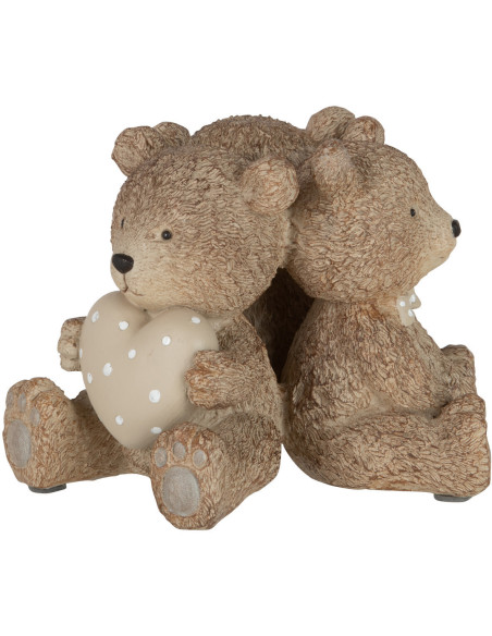 Statuette déco 3 oursons Hauteur 11 cm en Résine Marron clair Teddy - 1