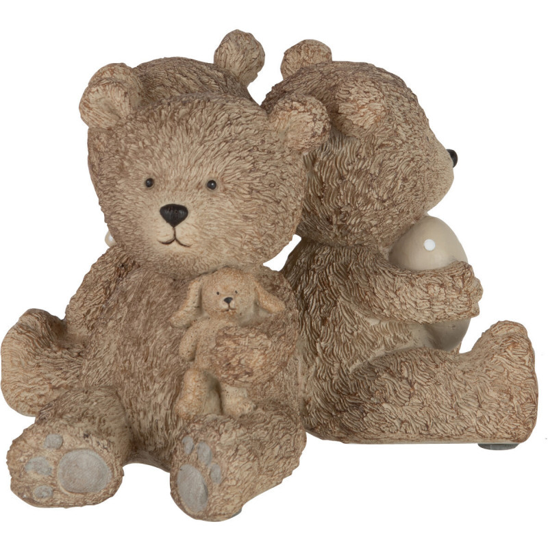 Statuette déco 3 oursons Hauteur 11 cm en Résine Marron clair Teddy - 3