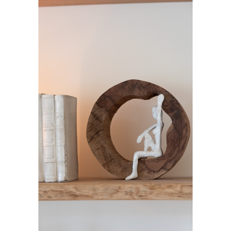 Sculptures modernes Homme abstrait 23 cm en Bois Naturel Blanc Auryan (Lot de 2) - 2