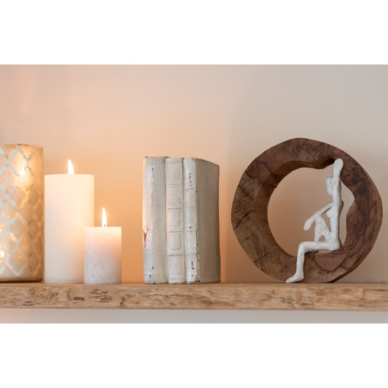 Sculptures modernes Homme abstrait 23 cm en Bois Naturel Blanc Auryan (Lot de 2) - 3