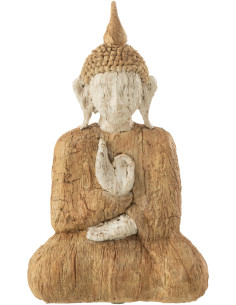 Statuette déco zen Bouddha assis Hauteur 26 cm en Résine Marron Beige Jyscar - 1