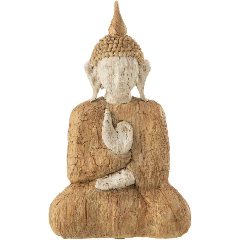 Statuette déco zen Bouddha assis Hauteur 26 cm en Résine Marron Beige Jyscar - 1