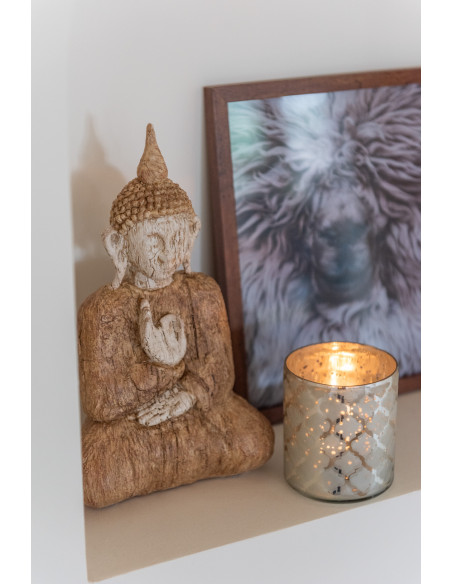 Statuette déco zen Bouddha assis Hauteur 26 cm en Résine Marron Beige Jyscar - 2