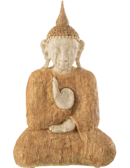Grande Statuette déco zen Bouddha assis Hauteur 40 cm en Résine Marron Beige Jyscar - 1
