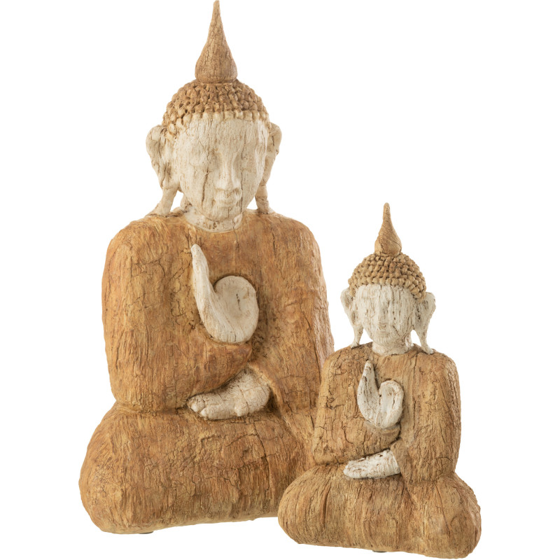 Grande Statuette déco zen Bouddha assis Hauteur 40 cm en Résine Marron Beige Jyscar - 2