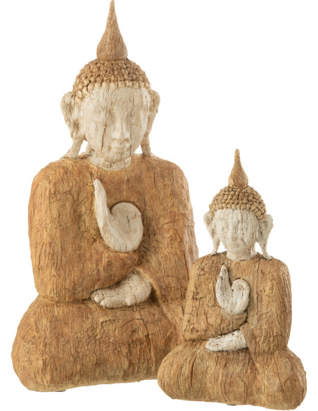 Grande Statuette déco zen Bouddha assis Hauteur 40 cm en Résine Marron Beige Jyscar - 2
