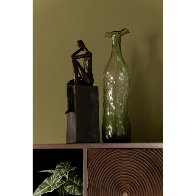 Sculptures modernes Personnages Assis Hauteur 37 cm en Résine Marron foncé Cleophis (Lot de 2) - 2