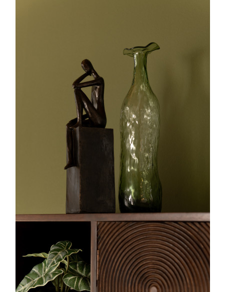 Sculptures modernes Personnages Assis Hauteur 37 cm en Résine Marron foncé Cleophis (Lot de 2) - 2