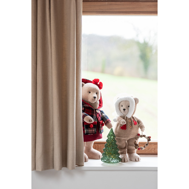 Grandes Statuettes déco Couple Oursons Manteau Hauteur 50 cm en Résine Beige Tissu Milarya (Lot de 2) - 2