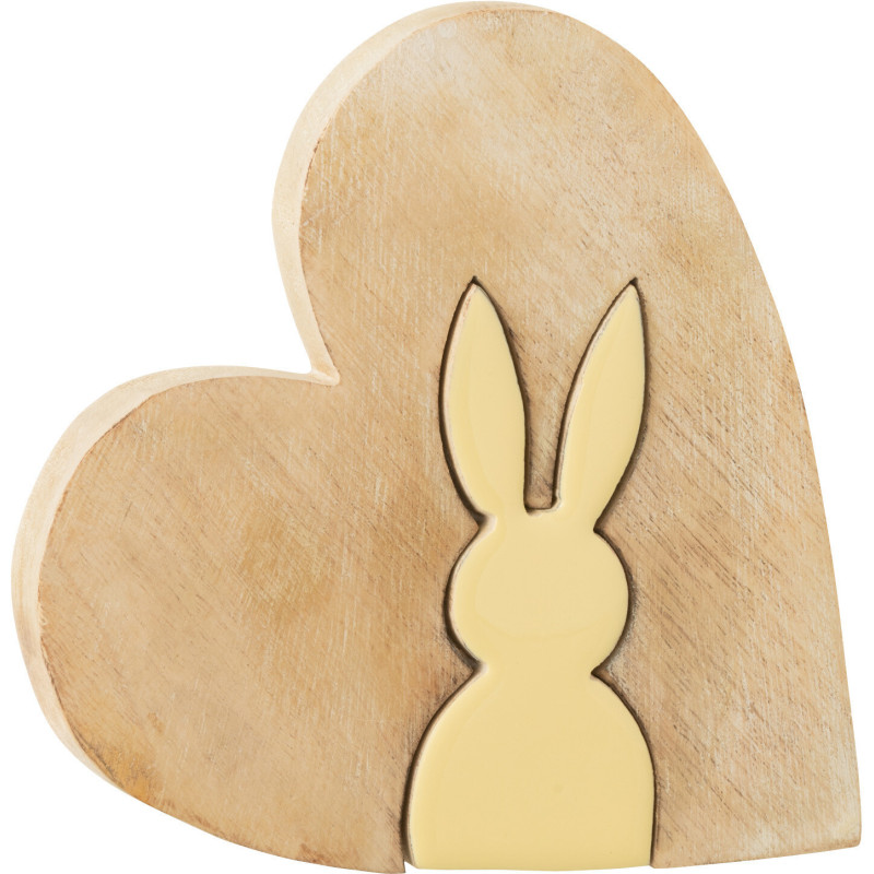 Sculpture originale Puzzle Lapin Coeur 17 cm en Bois Naturel Jaune Melynn - 1