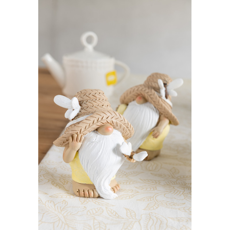 Statuettes déco Lutins Papillons Hauteur 15 cm en Résine Blanc Beige Jaune Othila (Lot de 2) - 2