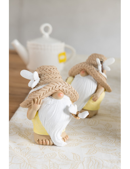 Statuettes déco Lutins Papillons Hauteur 15 cm en Résine Blanc Beige Jaune Othila (Lot de 2) - 2