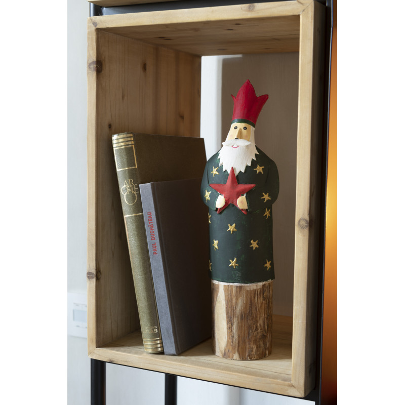 Grandes Statuettes déco 3 Rois mages Hauteur 37 cm en Bois Naturel Métal Velmyra (Lot de 3) - 2