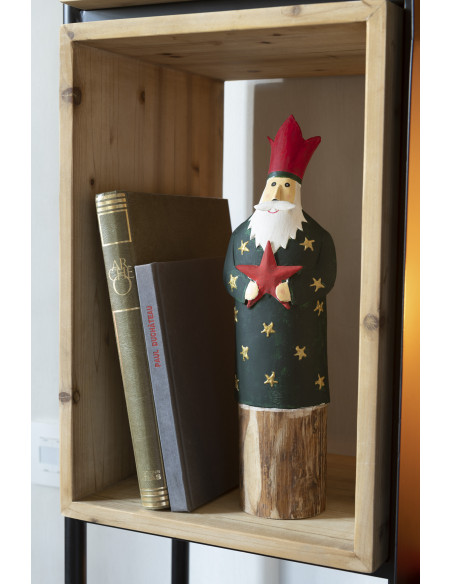 Grandes Statuettes déco 3 Rois mages Hauteur 37 cm en Bois Naturel Métal Velmyra (Lot de 3) - 2