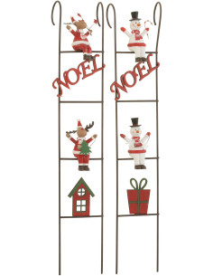 Grande Déco de Noël Échelles Hauteur 42 cm en Métal Marron Résine Morenys (Lot de 2) - 1