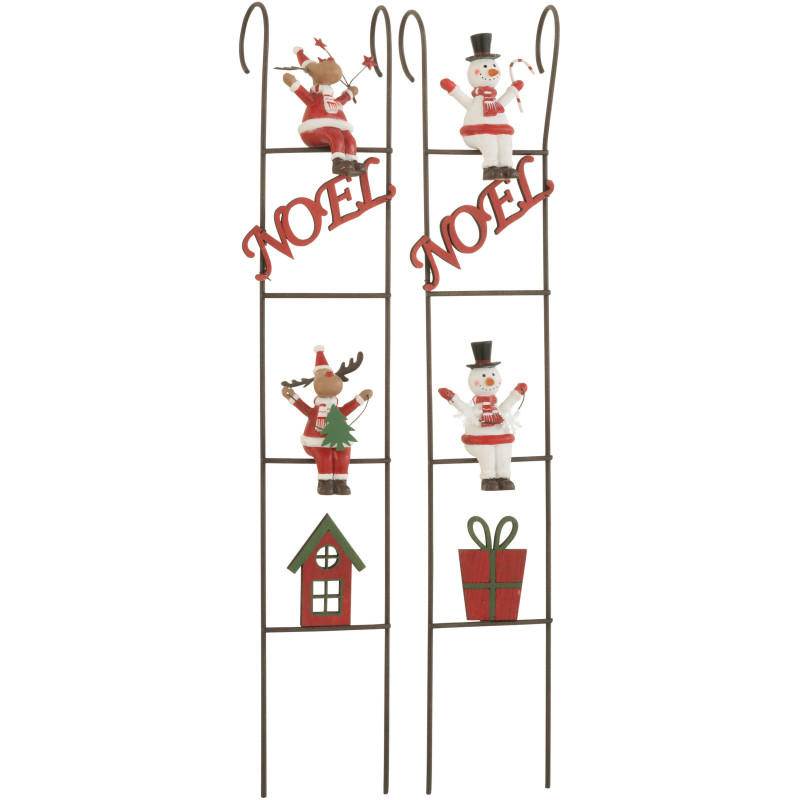 Grande Déco de Noël Échelles Hauteur 42 cm en Métal Marron Résine Morenys (Lot de 2) - 1