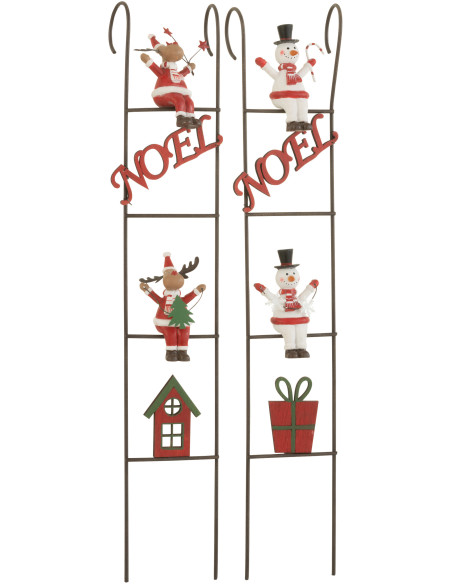 Grande Déco de Noël Échelles Hauteur 42 cm en Métal Marron Résine Morenys (Lot de 2) J-Line - 1