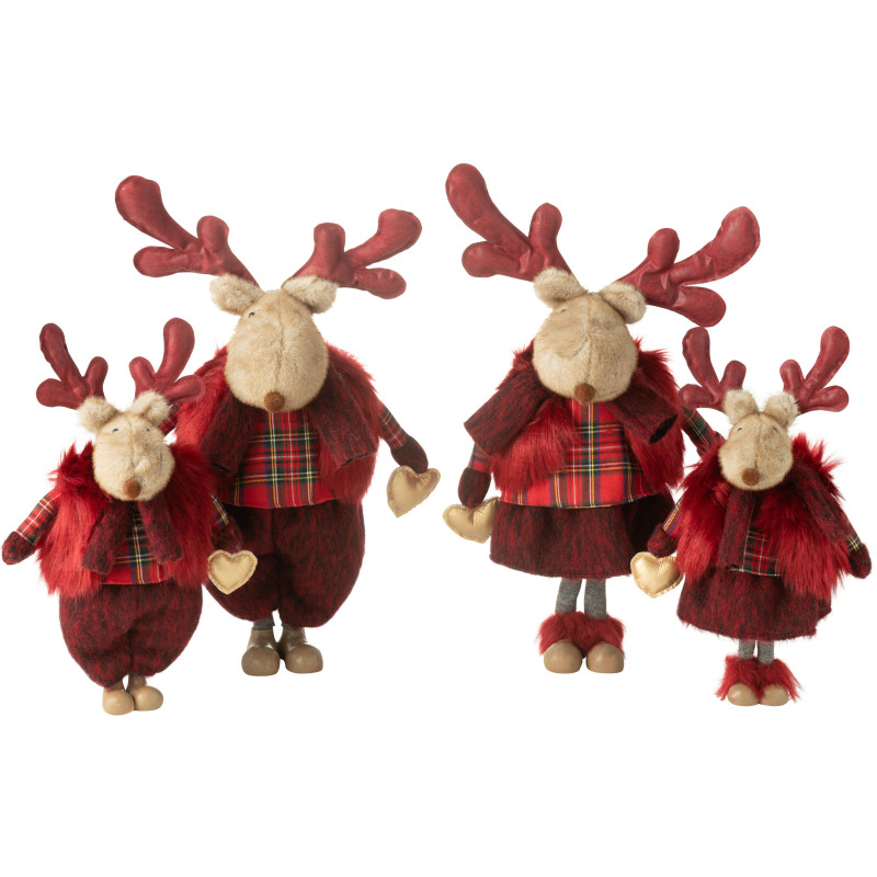 Grandes Statuettes déco Couple Rennes Hauteur 56 cm en Tissu Rouge Therynn (Lot de 2) - 3