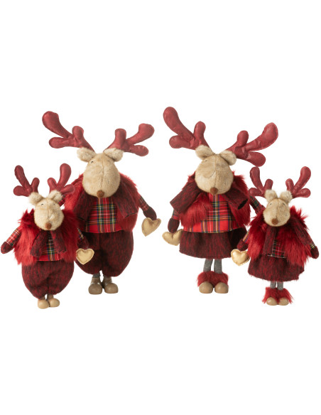 Grandes Statuettes déco Couple Rennes Hauteur 56 cm en Tissu Rouge Therynn (Lot de 2) - 3