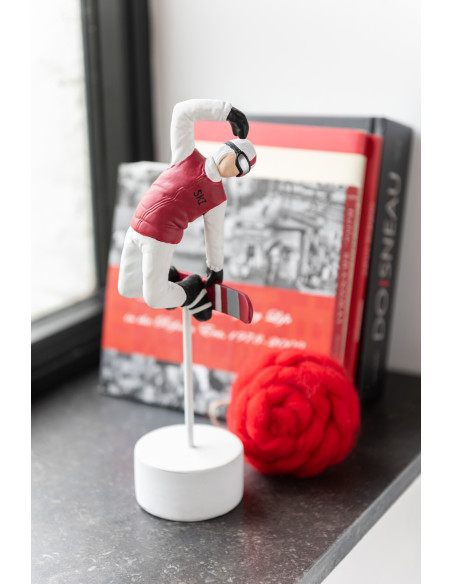 Statuettes déco sur pied Snowboarder Hauteur 28 cm en Résine Blanc Rouge Veloria (Lot de 2) - 2