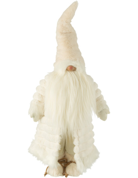 Grande Statuette Lutin grand manteau Hauteur 88 cm en Tissu Blanc crème Beige Neylan - 1