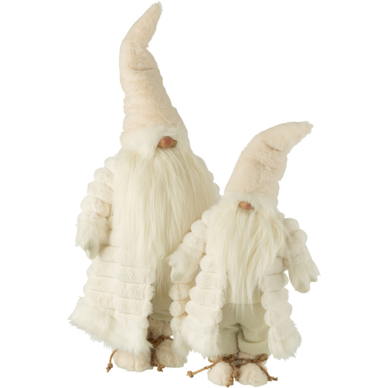 Grande Statuette Lutin grand manteau Hauteur 88 cm en Tissu Blanc crème Beige Neylan - 2