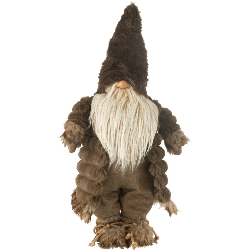 Grande Statuette déco Lutin de Noël Hauteur 64 cm en Tissu Marron foncé Miralyn - 1