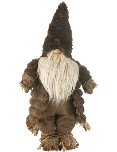 Grande Statuette déco Lutin de Noël Hauteur 64 cm en Tissu Marron foncé Miralyn - 1