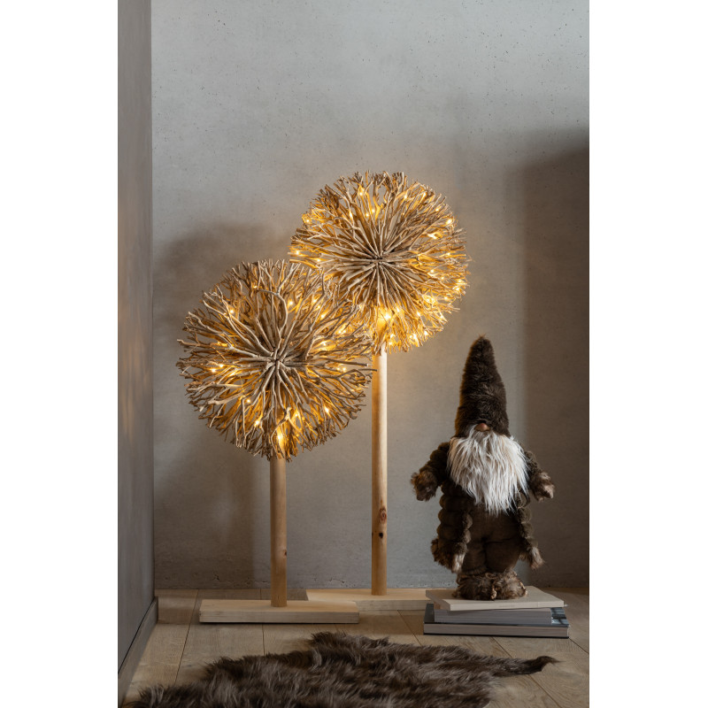 Grande Statuette déco Lutin de Noël Hauteur 64 cm en Tissu Marron foncé Miralyn - 2