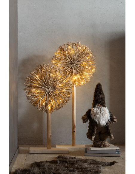 Grande Statuette déco Lutin de Noël Hauteur 64 cm en Tissu Marron foncé Miralyn - 2